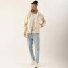 Campus Sutra Men's Front Zipper Jacket With Fleece For Casual Wear | Long Sleeve | High Neck | Zipper Closure | Suede Jacket Crafted With Comfort Fit For Everyday Wear