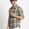 THE BEAR HOUSE Men's Brown Checked Relaxed Fit Cotton Casual Shirt