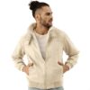 Campus Sutra Men's Front Zipper Jacket With Fleece For Casual Wear | Long Sleeve | High Neck | Zipper Closure | Suede Jacket Crafted With Comfort Fit For Everyday Wear